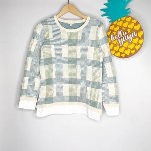 SOLD-M; TALBOTS | Teal/Cream Long Sleeve Sweater -S